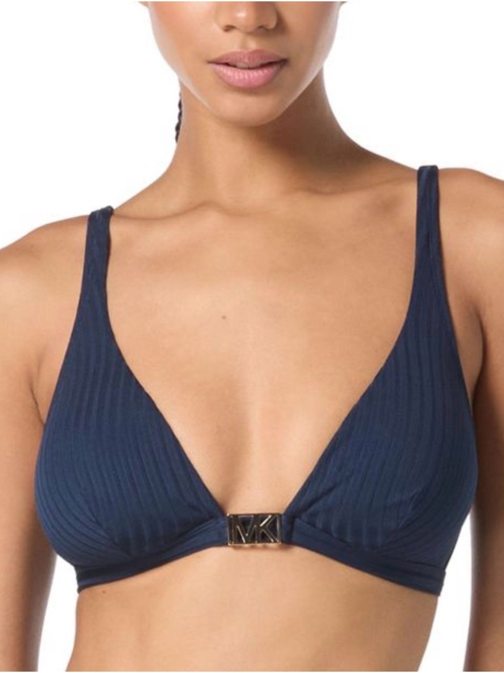 Michael Kors Navy Ribbed Bikini Top Size Medium